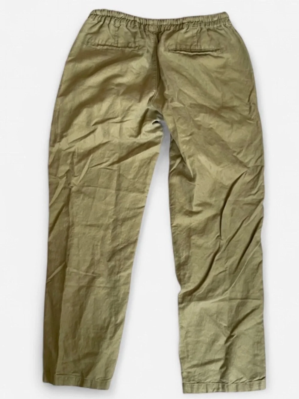 Quince Organic Cotton Linen Twill Straight Leg Pant Army Green Crop Medium